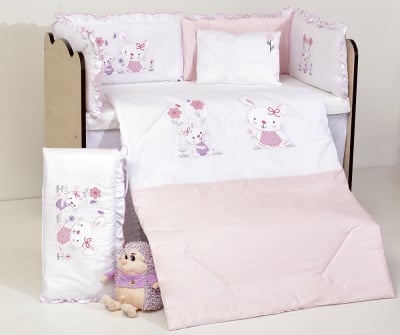 Спален комплект "Зайчета розови" Бродерия