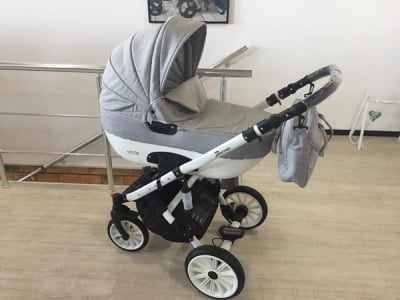 Adbor-Бебешка количка 3в1 Zarra White цвят:сив лен