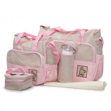 Комплект чанти за аксесоари Stella розов