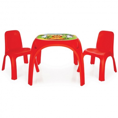 Маса с два стола King червен 03422