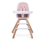 Дървен стол за хранене Hygge розов